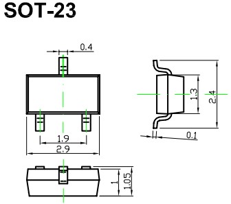 长电SOT-23贴片三极管封装与外部尺寸图